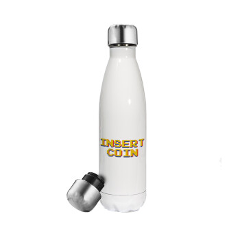 Insert coin!!!, Metal mug thermos White (Stainless steel), double wall, 500ml