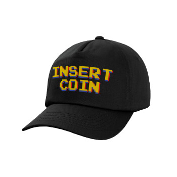Insert coin!!!, Καπέλο Ενηλίκων Baseball, 100% Βαμβακερό,  Μαύρο (ΒΑΜΒΑΚΕΡΟ, ΕΝΗΛΙΚΩΝ, UNISEX, ONE SIZE)