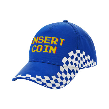 Insert coin!!!, Adult Ultimate BLUE RACING Cap, (100% COTTON DRILL, ADULT, UNISEX, ONE SIZE)