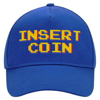 Insert coin!!!, Ultimate Adult Hat BLUE, (100% COTTON DRILL, ADULT, UNISEX, ONE SIZE)