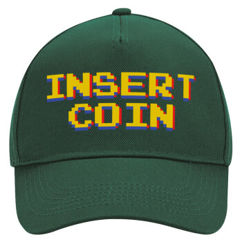 Insert coin!!!, Adult Ultimate Hat GREEN, (100% COTTON DRILL, ADULT, UNISEX, ONE SIZE)