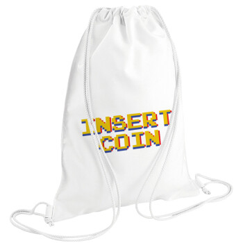Insert coin!!!, Τσάντα πλάτης πουγκί GYMBAG λευκή (28x40cm)