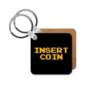 Insert coin!!!, Μπρελόκ Ξύλινο τετράγωνο MDF