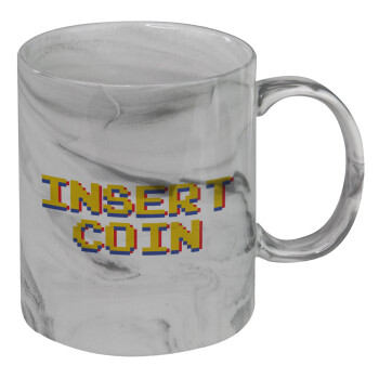 Insert coin!!!, Mug ceramic marble style, 330ml