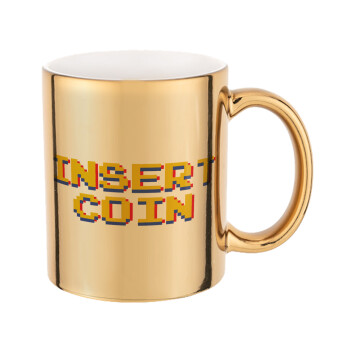 Insert coin!!!, Mug ceramic, gold mirror, 330ml