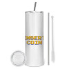 Tumbler stainless steel 600ml, with metal straw & cleaning brush