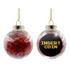 Transparent Christmas tree ball ornament with red filling 8cm