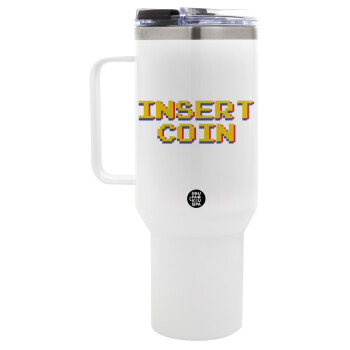 Insert coin!!!, Mega Tumbler με καπάκι, διπλού τοιχώματος (θερμό) 1,2L