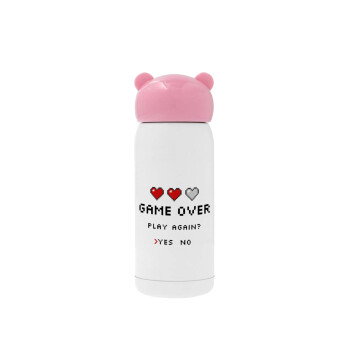 GAME OVER, Play again? YES - NO, Pink stainless steel thermal flask, 320ml