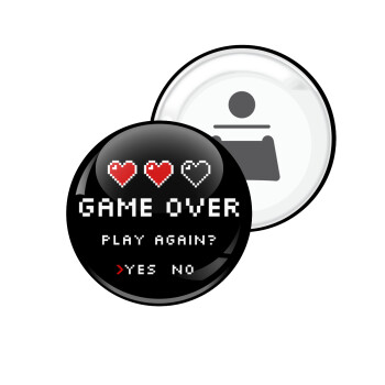 GAME OVER, Play again? YES - NO, Μαγνητάκι και ανοιχτήρι μπύρας στρογγυλό διάστασης 5,9cm