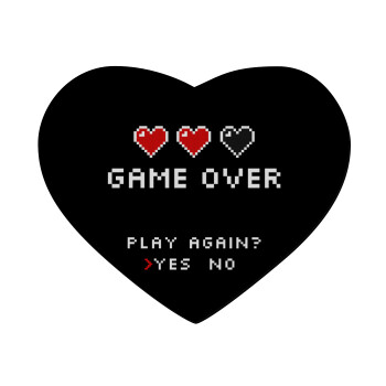 GAME OVER, Play again? YES - NO, Mousepad heart 23x20cm