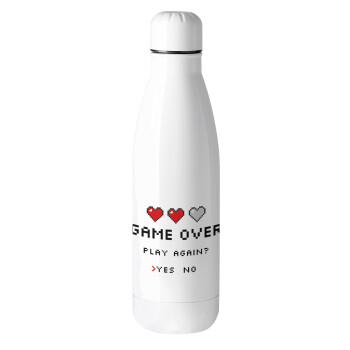 GAME OVER, Play again? YES - NO, Metal mug thermos (Stainless steel), 500ml