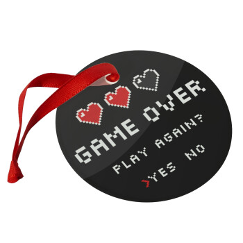 GAME OVER, Play again? YES - NO, Christmas ornament glass 9cm