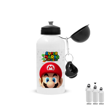 Super mario head, Metal water bottle, White, aluminum 500ml