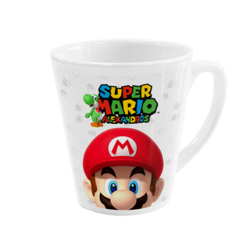 Super mario head, Κούπα κωνική Latte Λευκή, κεραμική, 300ml