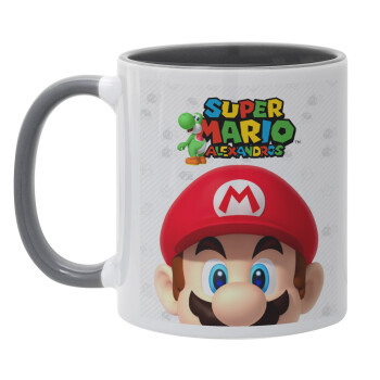 Super mario head, Mug colored grey, ceramic, 330ml