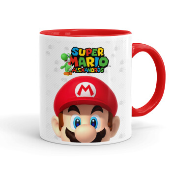 Super mario head, Mug colored red, ceramic, 330ml