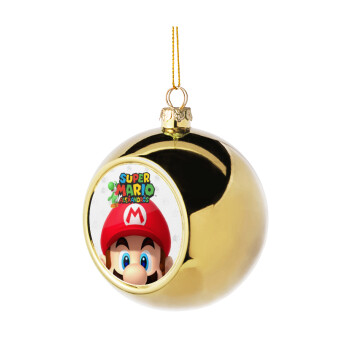 Super mario head, Golden Christmas tree ball ornament 8cm