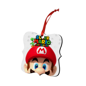 Super mario head, Christmas ornament polygon wooden 7.5cm