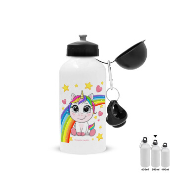 Unicorn baby με όνομα, Metal water bottle, White, aluminum 500ml