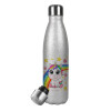 Metallic Glitter Silver Thermos Flask (Stainless steel), double-walled, 500ml