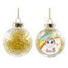 Transparent Christmas tree ball ornament with gold filling 8cm