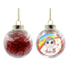 Transparent Christmas tree ball ornament with red filling 8cm