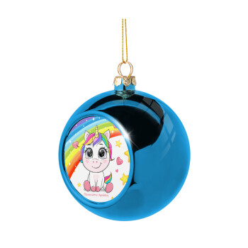 Unicorn baby με όνομα, Blue Christmas tree ball ornament 8cm