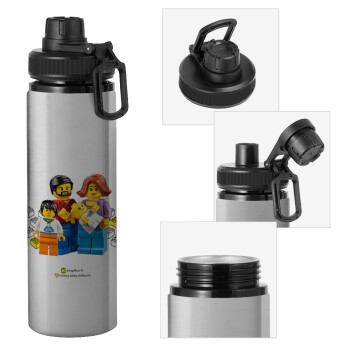 Τύπου Lego family, Metallic water bottle with safety cap, 850ml aluminum