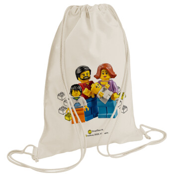 Τύπου Lego family, Backpack bag GYMBAG natural (28x40cm)