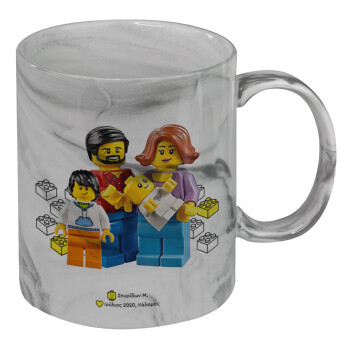 Τύπου Lego family, Κούπα κεραμική, marble style (μάρμαρο), 330ml