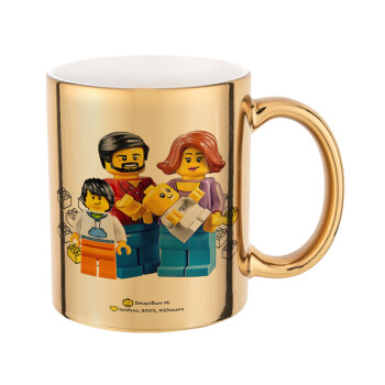 Τύπου Lego family, Κούπα κεραμική, χρυσή καθρέπτης, 330ml