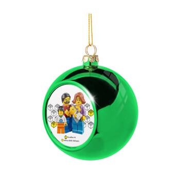 Τύπου Lego family, Green Christmas tree ornament ball 8cm