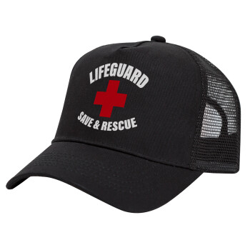 Lifeguard Save & Rescue, Καπέλο Trucker με Δίχτυ, Μαύρο, (ΒΑΜΒΑΚΕΡΟ, ΠΑΙΔΙΚΟ, UNISEX, ONE SIZE)