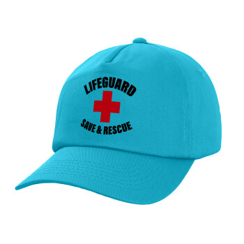 Lifeguard Save & Rescue, Καπέλο παιδικό Baseball, 100% Βαμβακερό Twill, Γαλάζιο (ΒΑΜΒΑΚΕΡΟ, ΠΑΙΔΙΚΟ, UNISEX, ONE SIZE)