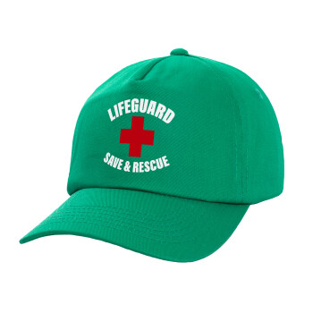 Lifeguard Save & Rescue, Καπέλο παιδικό Baseball, 100% Βαμβακερό Twill, Πράσινο (ΒΑΜΒΑΚΕΡΟ, ΠΑΙΔΙΚΟ, UNISEX, ONE SIZE)
