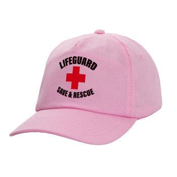 Lifeguard Save & Rescue, Καπέλο παιδικό casual μπειζμπολ, 100% Βαμβακερό Twill, ΡΟΖ (ΒΑΜΒΑΚΕΡΟ, ΠΑΙΔΙΚΟ, ONE SIZE)