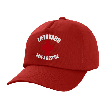 Lifeguard Save & Rescue, Καπέλο παιδικό Baseball, 100% Βαμβακερό Twill, Κόκκινο (ΒΑΜΒΑΚΕΡΟ, ΠΑΙΔΙΚΟ, UNISEX, ONE SIZE)