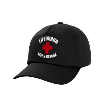 Lifeguard Save & Rescue, Adult Baseball Cap, 100% Cotton, Black (COTTON, ADULT, UNISEX, ONE SIZE)