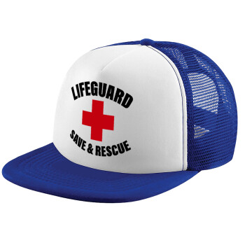 Lifeguard Save & Rescue, Καπέλο παιδικό Soft Trucker με Δίχτυ ΜΠΛΕ/ΛΕΥΚΟ (POLYESTER, ΠΑΙΔΙΚΟ, ONE SIZE)