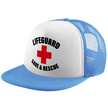 Lifeguard Save & Rescue, Καπέλο παιδικό Soft Trucker με Δίχτυ ΓΑΛΑΖΙΟ/ΛΕΥΚΟ (POLYESTER, ΠΑΙΔΙΚΟ, ONE SIZE)