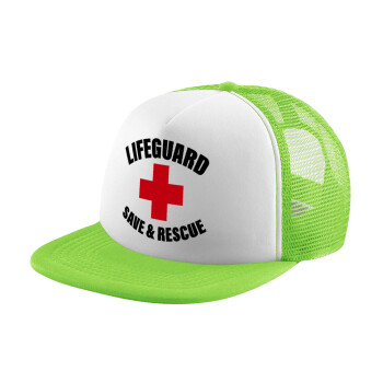 Lifeguard Save & Rescue, Adult Soft Trucker Hat with Mesh GREEN/WHITE (POLYESTER, ADULT, ONE SIZE)