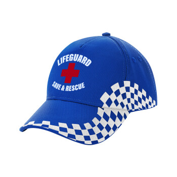 Lifeguard Save & Rescue, Adult Ultimate BLUE RACING Cap, (100% COTTON DRILL, ADULT, UNISEX, ONE SIZE)