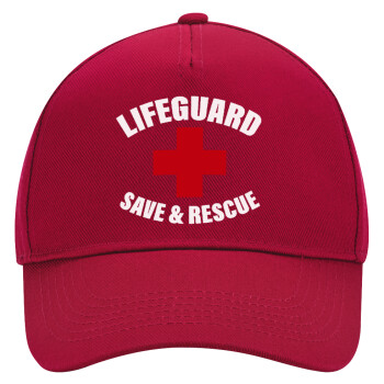 Lifeguard Save & Rescue, Adult Ultimate Hat RED, (100% COTTON DRILL, ADULT, UNISEX, ONE SIZE)