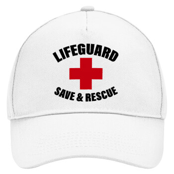 Lifeguard Save & Rescue, Καπέλο Ενηλίκων Baseball, Drill, Λευκό (100% ΒΑΜΒΑΚΕΡΟ, ΕΝΗΛΙΚΩΝ, UNISEX, ONE SIZE)