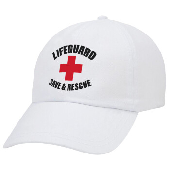 Lifeguard Save & Rescue, Καπέλο Ενηλίκων Baseball Λευκό 5-φύλλο (POLYESTER, ΕΝΗΛΙΚΩΝ, UNISEX, ONE SIZE)