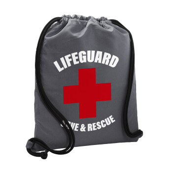 Lifeguard Save & Rescue, Τσάντα πλάτης πουγκί GYMBAG ΓΚΡΙ, με τσέπη (40x48cm) & χονδρά κορδόνια