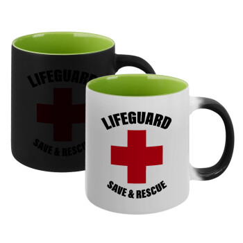 Lifeguard Save & Rescue, Κούπα Μαγική εσωτερικό πράσινο, κεραμική 330ml που αλλάζει χρώμα με το ζεστό ρόφημα (1 τεμάχιο)