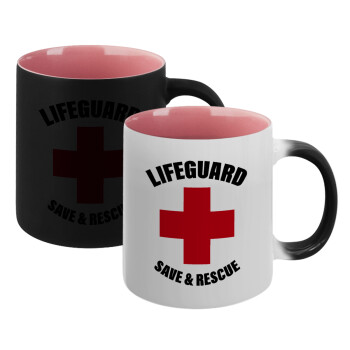 Lifeguard Save & Rescue, Κούπα Μαγική εσωτερικό ΡΟΖ, κεραμική 330ml που αλλάζει χρώμα με το ζεστό ρόφημα (1 τεμάχιο)