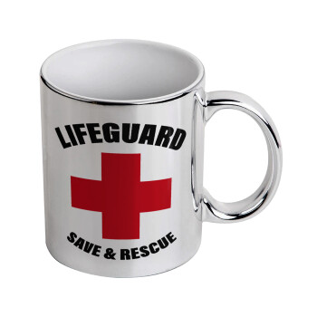 Lifeguard Save & Rescue, Mug ceramic, silver mirror, 330ml